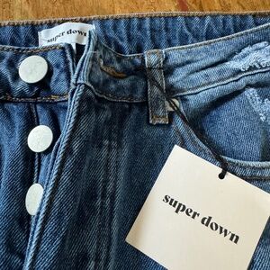 super down Jeans Gigi Distressed Button Fly Zip Ankle Jeans Size 25